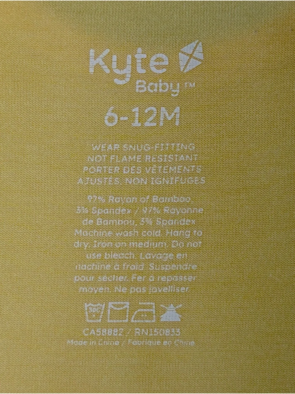 Kyte Baby Lilikoi Bamboo Bodysuit Onesie 6–12M Buttery Yellow